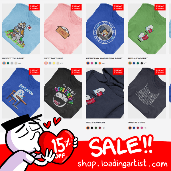 15% sale in the Loading Artist shop!